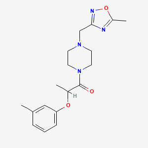 molecular formula C18H24N4O3 B7596365 1-[4-[(5-Methyl-1,2,4-oxadiazol-3-yl)methyl]piperazin-1-yl]-2-(3-methylphenoxy)propan-1-one 