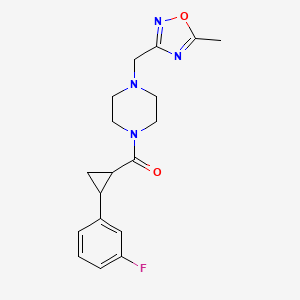 [2-(3-Fluorophenyl)cyclopropyl]-[4-[(5-methyl-1,2,4-oxadiazol-3-yl)methyl]piperazin-1-yl]methanone