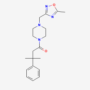 molecular formula C19H26N4O2 B7596374 3-Methyl-1-[4-[(5-methyl-1,2,4-oxadiazol-3-yl)methyl]piperazin-1-yl]-3-phenylbutan-1-one 