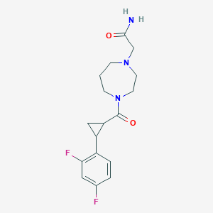 molecular formula C17H21F2N3O2 B7596413 2-[4-[2-(2,4-Difluorophenyl)cyclopropanecarbonyl]-1,4-diazepan-1-yl]acetamide 