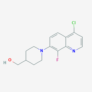 molecular formula C15H16ClFN2O B7596618 [1-(4-Chloro-8-fluoroquinolin-7-yl)piperidin-4-yl]methanol 