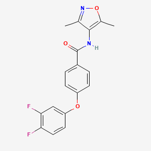 molecular formula C18H14F2N2O3 B7596650 4-(3,4-difluorophenoxy)-N-(3,5-dimethyl-1,2-oxazol-4-yl)benzamide 