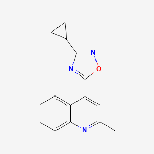 molecular formula C15H13N3O B7596655 3-Cyclopropyl-5-(2-methylquinolin-4-yl)-1,2,4-oxadiazole 