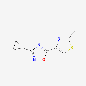 molecular formula C9H9N3OS B7596664 3-Cyclopropyl-5-(2-methyl-1,3-thiazol-4-yl)-1,2,4-oxadiazole 