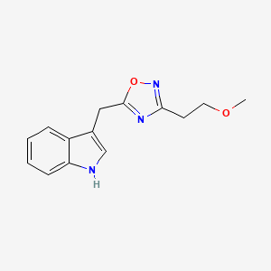 molecular formula C14H15N3O2 B7596671 5-(1H-indol-3-ylmethyl)-3-(2-methoxyethyl)-1,2,4-oxadiazole 