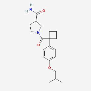 molecular formula C20H28N2O3 B7596695 1-[1-[4-(2-Methylpropoxy)phenyl]cyclobutanecarbonyl]pyrrolidine-3-carboxamide 