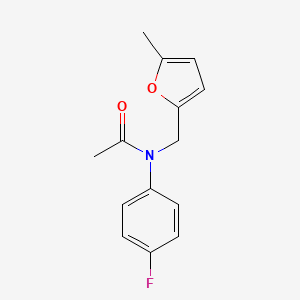 molecular formula C14H14FNO2 B7596770 N-(4-fluorophenyl)-N-[(5-methylfuran-2-yl)methyl]acetamide 