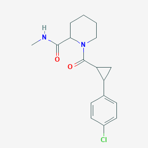 molecular formula C17H21ClN2O2 B7596854 1-[2-(4-chlorophenyl)cyclopropanecarbonyl]-N-methylpiperidine-2-carboxamide 