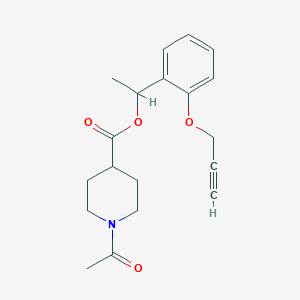 molecular formula C19H23NO4 B7596871 1-(2-Prop-2-ynoxyphenyl)ethyl 1-acetylpiperidine-4-carboxylate 