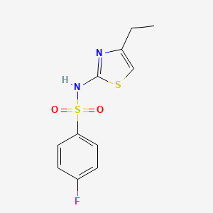 molecular formula C11H11FN2O2S2 B7596918 N-(4-ethyl-1,3-thiazol-2-yl)-4-fluorobenzenesulfonamide 