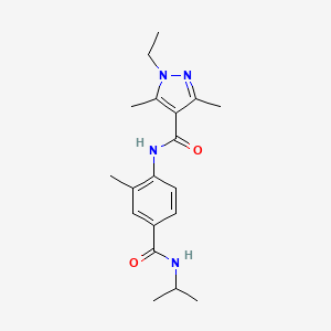 1-ethyl-3,5-dimethyl-N-[2-methyl-4-(propan-2-ylcarbamoyl)phenyl]pyrazole-4-carboxamide