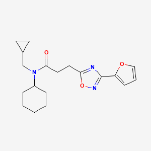 molecular formula C19H25N3O3 B7597191 N-cyclohexyl-N-(cyclopropylmethyl)-3-[3-(furan-2-yl)-1,2,4-oxadiazol-5-yl]propanamide 