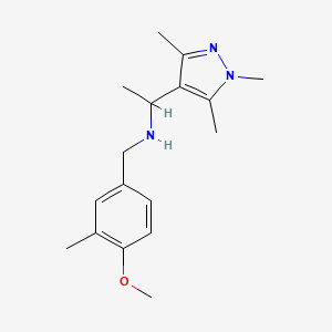 molecular formula C17H25N3O B7597216 N-[(4-methoxy-3-methylphenyl)methyl]-1-(1,3,5-trimethylpyrazol-4-yl)ethanamine 