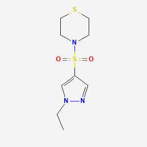 molecular formula C9H15N3O2S2 B7597251 4-(1-Ethylpyrazol-4-yl)sulfonylthiomorpholine 