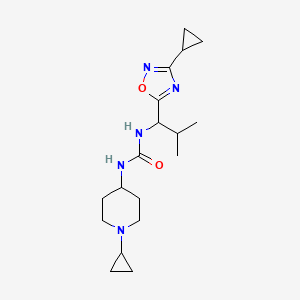 molecular formula C18H29N5O2 B7597259 1-[1-(3-Cyclopropyl-1,2,4-oxadiazol-5-yl)-2-methylpropyl]-3-(1-cyclopropylpiperidin-4-yl)urea 