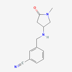 molecular formula C13H15N3O B7597286 3-[[(1-Methyl-5-oxopyrrolidin-3-yl)amino]methyl]benzonitrile 