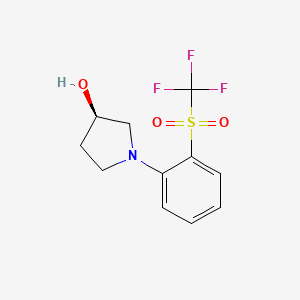 molecular formula C11H12F3NO3S B7597778 (3R)-1-[2-(trifluoromethylsulfonyl)phenyl]pyrrolidin-3-ol 