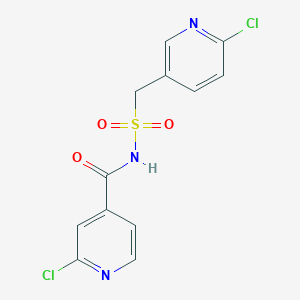 molecular formula C12H9Cl2N3O3S B7597791 2-chloro-N-[(6-chloropyridin-3-yl)methylsulfonyl]pyridine-4-carboxamide 