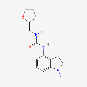 molecular formula C15H21N3O2 B7597897 1-(1-Methyl-2,3-dihydroindol-4-yl)-3-(oxolan-2-ylmethyl)urea 