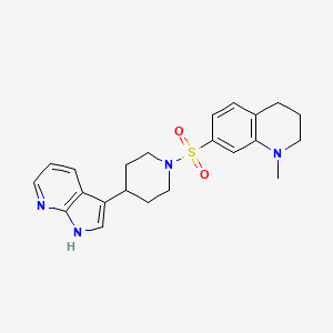 molecular formula C22H26N4O2S B7597913 1-methyl-7-[4-(1H-pyrrolo[2,3-b]pyridin-3-yl)piperidin-1-yl]sulfonyl-3,4-dihydro-2H-quinoline 