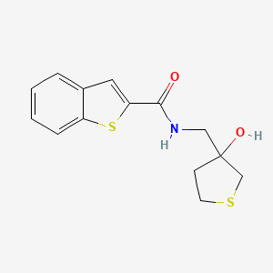 molecular formula C14H15NO2S2 B7597943 N-[(3-hydroxythiolan-3-yl)methyl]-1-benzothiophene-2-carboxamide 