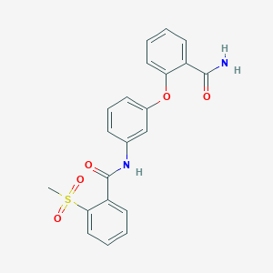 molecular formula C21H18N2O5S B7597967 2-[3-[(2-Methylsulfonylbenzoyl)amino]phenoxy]benzamide 