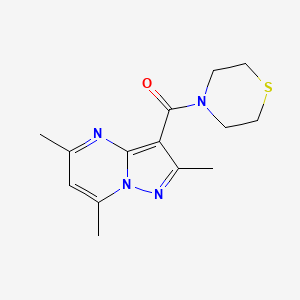 molecular formula C14H18N4OS B7598057 Thiomorpholin-4-yl-(2,5,7-trimethylpyrazolo[1,5-a]pyrimidin-3-yl)methanone 