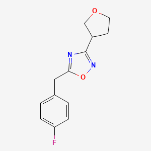 molecular formula C13H13FN2O2 B7598120 5-[(4-Fluorophenyl)methyl]-3-(oxolan-3-yl)-1,2,4-oxadiazole 