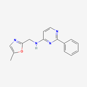 molecular formula C15H14N4O B7598127 N-[(5-methyl-1,3-oxazol-2-yl)methyl]-2-phenylpyrimidin-4-amine 