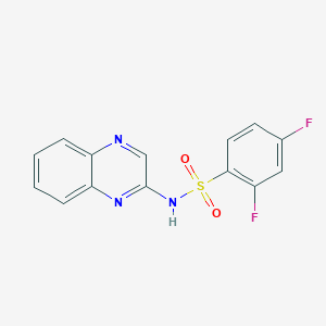 molecular formula C14H9F2N3O2S B7598155 2,4-difluoro-N-quinoxalin-2-ylbenzenesulfonamide 