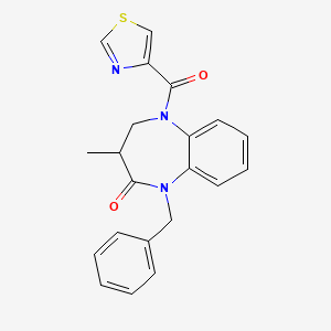 molecular formula C21H19N3O2S B7598211 5-Benzyl-3-methyl-1-(1,3-thiazole-4-carbonyl)-2,3-dihydro-1,5-benzodiazepin-4-one 