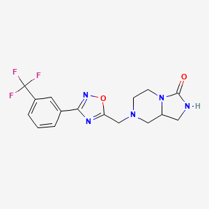 molecular formula C16H16F3N5O2 B7598234 7-[[3-[3-(Trifluoromethyl)phenyl]-1,2,4-oxadiazol-5-yl]methyl]-1,2,5,6,8,8a-hexahydroimidazo[1,5-a]pyrazin-3-one 