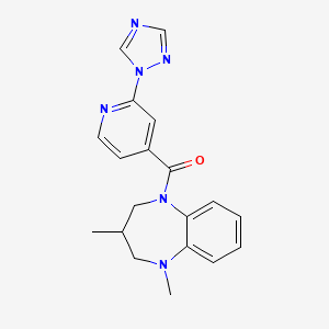 molecular formula C19H20N6O B7598296 (1,3-dimethyl-3,4-dihydro-2H-1,5-benzodiazepin-5-yl)-[2-(1,2,4-triazol-1-yl)pyridin-4-yl]methanone 