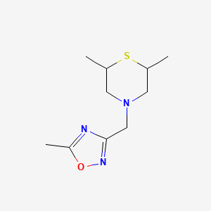 molecular formula C10H17N3OS B7598300 3-[(2,6-Dimethylthiomorpholin-4-yl)methyl]-5-methyl-1,2,4-oxadiazole 