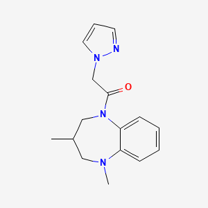 molecular formula C16H20N4O B7598311 1-(1,3-dimethyl-3,4-dihydro-2H-1,5-benzodiazepin-5-yl)-2-pyrazol-1-ylethanone 