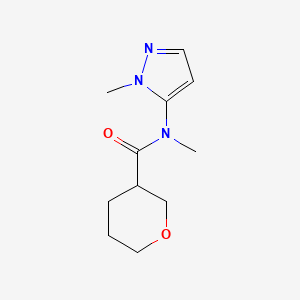 molecular formula C11H17N3O2 B7598423 N-methyl-N-(2-methylpyrazol-3-yl)oxane-3-carboxamide 