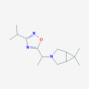 molecular formula C14H23N3O B7598500 5-[1-(6,6-Dimethyl-3-azabicyclo[3.1.0]hexan-3-yl)ethyl]-3-propan-2-yl-1,2,4-oxadiazole 