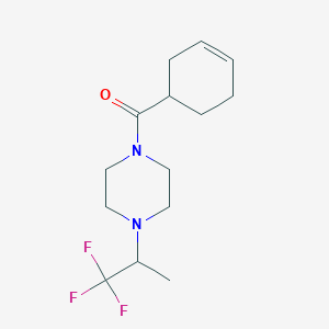 molecular formula C14H21F3N2O B7598504 Cyclohex-3-en-1-yl-[4-(1,1,1-trifluoropropan-2-yl)piperazin-1-yl]methanone 