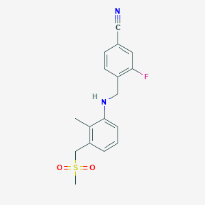 3-Fluoro-4-[[2-methyl-3-(methylsulfonylmethyl)anilino]methyl]benzonitrile