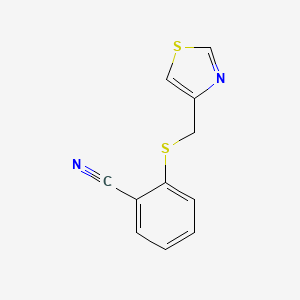 molecular formula C11H8N2S2 B7598535 2-(1,3-Thiazol-4-ylmethylsulfanyl)benzonitrile 