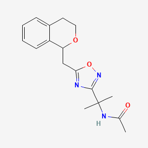 molecular formula C17H21N3O3 B7598554 N-[2-[5-(3,4-dihydro-1H-isochromen-1-ylmethyl)-1,2,4-oxadiazol-3-yl]propan-2-yl]acetamide 