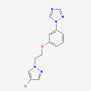 molecular formula C13H12BrN5O B7598562 1-[3-[2-(4-Bromopyrazol-1-yl)ethoxy]phenyl]-1,2,4-triazole 