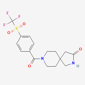 molecular formula C16H17F3N2O4S B7598565 8-[4-(Trifluoromethylsulfonyl)benzoyl]-2,8-diazaspiro[4.5]decan-3-one 