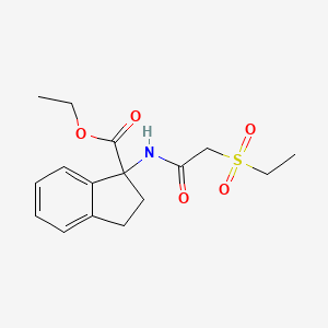 Ethyl 1-[(2-ethylsulfonylacetyl)amino]-2,3-dihydroindene-1-carboxylate