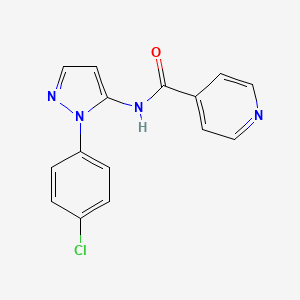 molecular formula C15H11ClN4O B7598712 N-[2-(4-chlorophenyl)pyrazol-3-yl]pyridine-4-carboxamide 