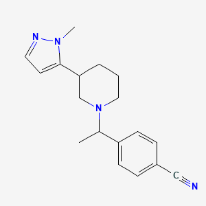 molecular formula C18H22N4 B7598725 4-[1-[3-(2-Methylpyrazol-3-yl)piperidin-1-yl]ethyl]benzonitrile 