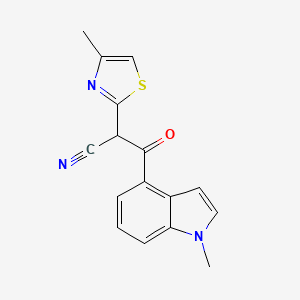 molecular formula C16H13N3OS B7598747 3-(1-Methylindol-4-yl)-2-(4-methyl-1,3-thiazol-2-yl)-3-oxopropanenitrile 