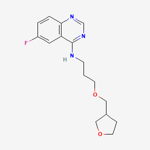 molecular formula C16H20FN3O2 B7598780 6-fluoro-N-[3-(oxolan-3-ylmethoxy)propyl]quinazolin-4-amine 