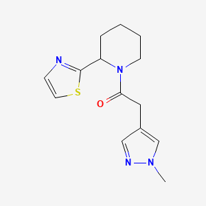 molecular formula C14H18N4OS B7598831 2-(1-Methylpyrazol-4-yl)-1-[2-(1,3-thiazol-2-yl)piperidin-1-yl]ethanone 