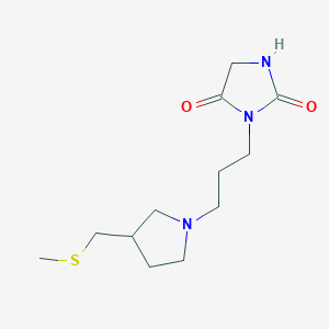 molecular formula C12H21N3O2S B7598866 3-[3-[3-(Methylsulfanylmethyl)pyrrolidin-1-yl]propyl]imidazolidine-2,4-dione 